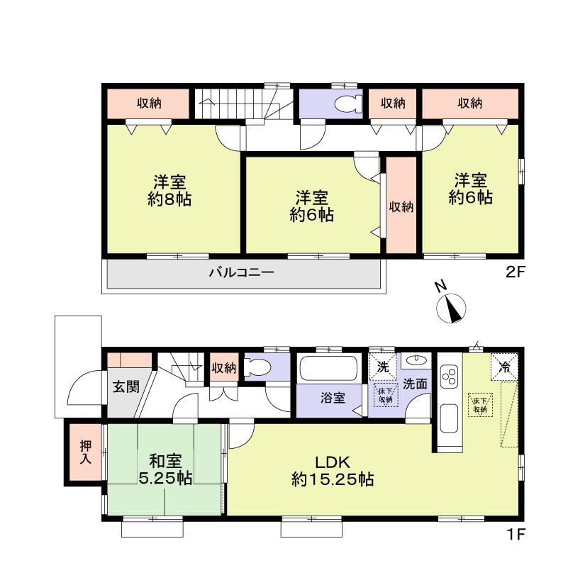 Floor plan. (1 Building), Price 32,800,000 yen, 4LDK, Land area 130.21 sq m , Building area 101.02 sq m