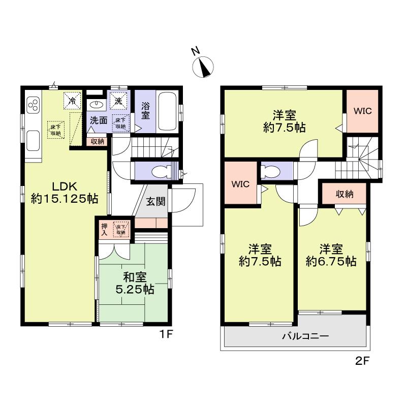 Floor plan. (3 Building), Price 34,800,000 yen, 4LDK, Land area 130.22 sq m , Building area 101.44 sq m