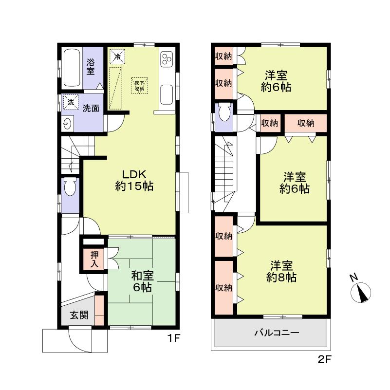 Floor plan. (4 Building), Price 34,300,000 yen, 4LDK, Land area 130.22 sq m , Building area 101.43 sq m