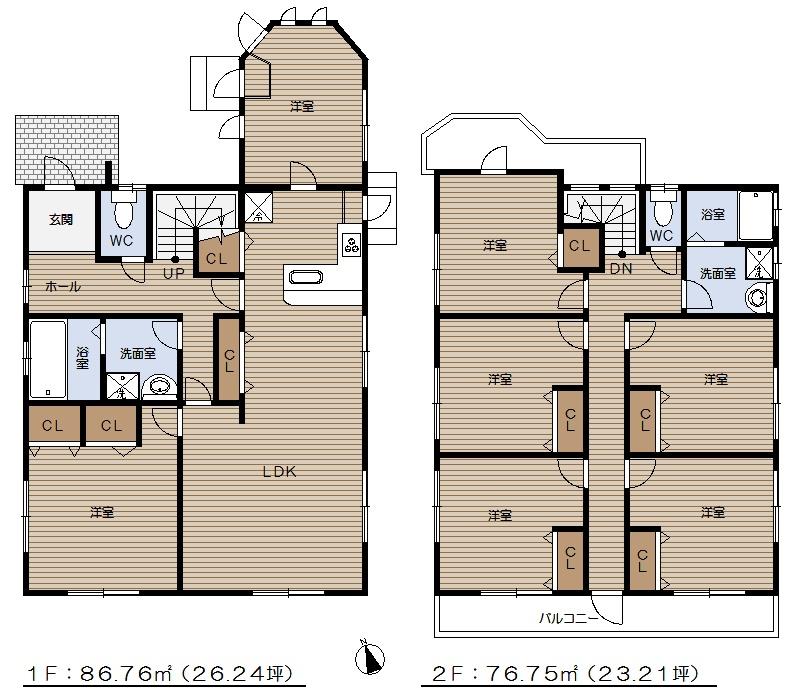 Floor plan. 47,800,000 yen, 7LDK, Land area 250 sq m , Building area 163.51 sq m two-family house! 7LDK of room