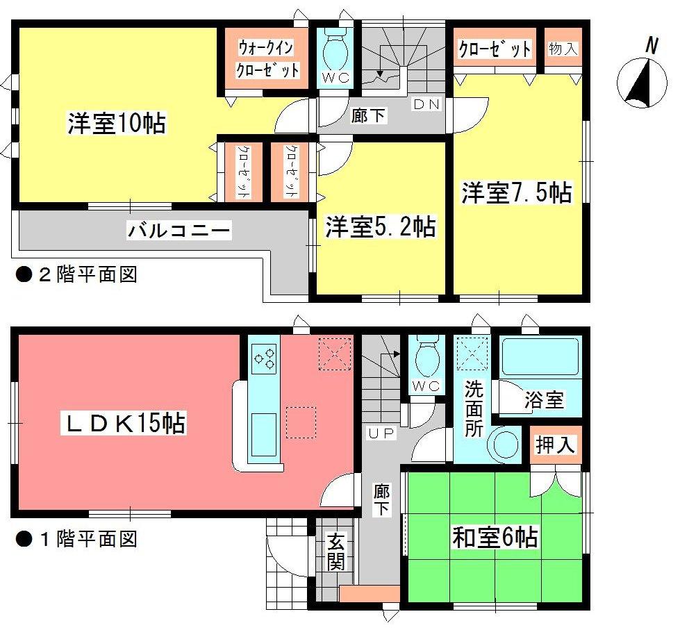Floor plan. (Building 2), Price 34,900,000 yen, 4LDK, Land area 131.54 sq m , Building area 100.03 sq m