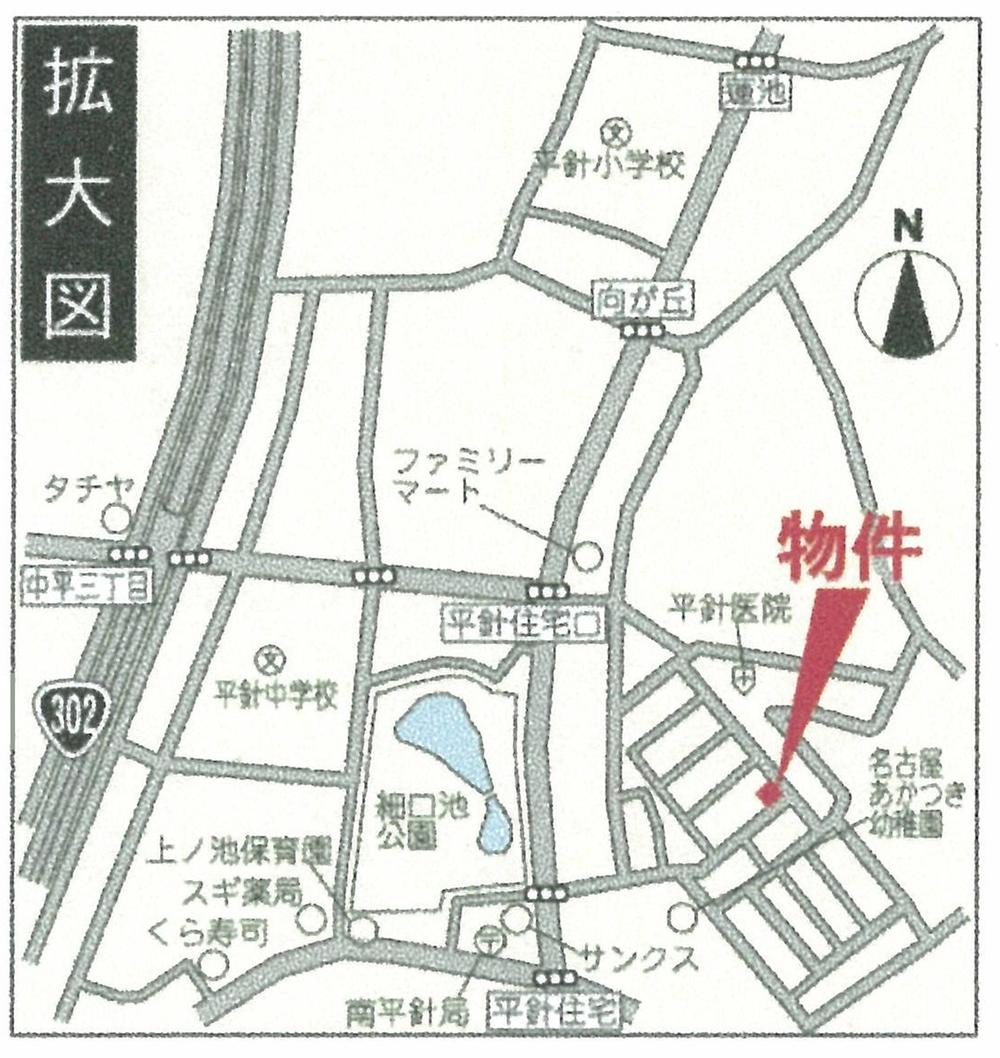 Local guide map. Nagoya Tempaku-ku Hirabari south 2-chome, 606 No. 1