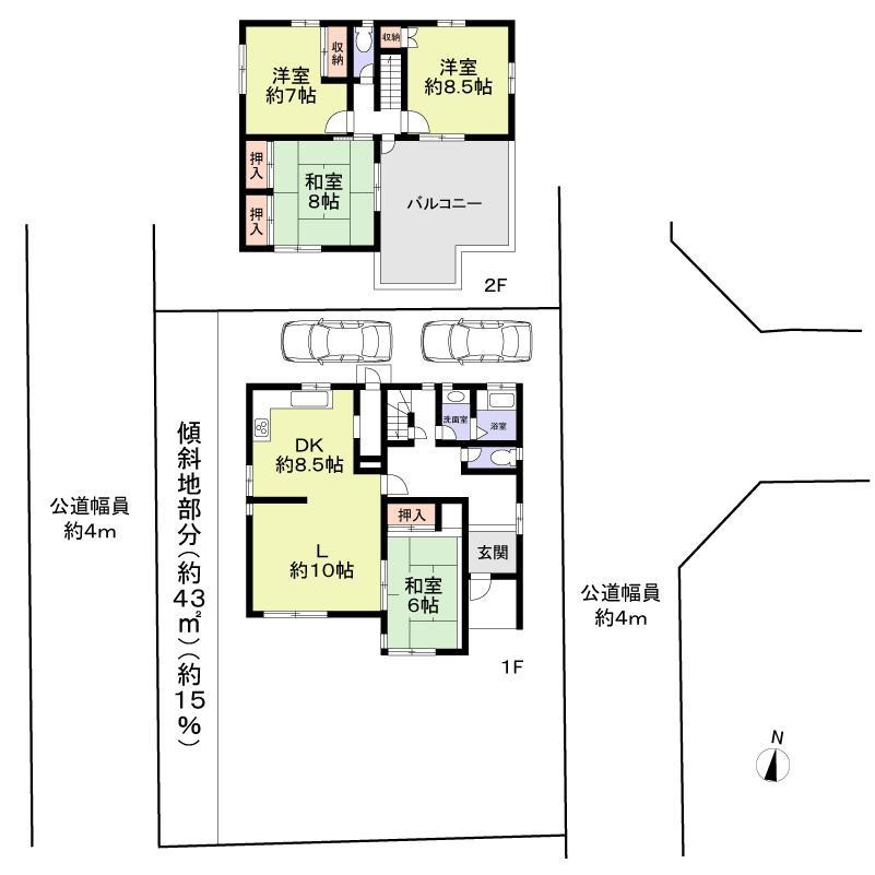Floor plan. 48,800,000 yen, 4LDK, Land area 288.38 sq m , Building area 128.37 sq m 4LDK