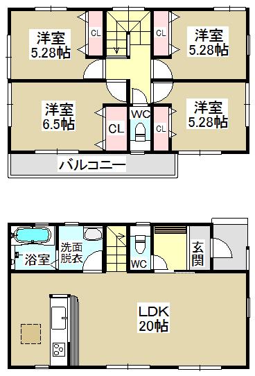 Floor plan. 30,900,000 yen, 4LDK, Land area 132.45 sq m , Building area 96.9 sq m