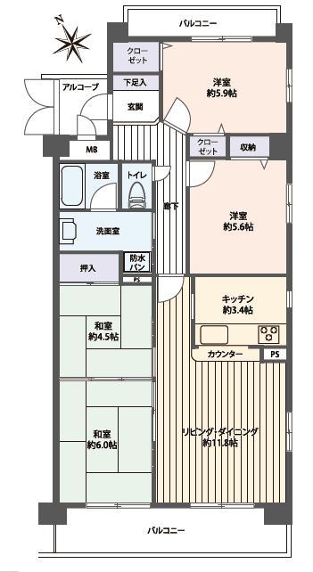 Floor plan. 4LDK, Price 15.9 million yen, Occupied area 82.25 sq m , Balcony area 14.05 sq m   ■ 4LDK corner room ☆