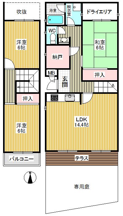 Floor plan. 3LDK + S (storeroom), Price 20.8 million yen, Occupied area 92.65 sq m , Balcony area 3.52 sq m