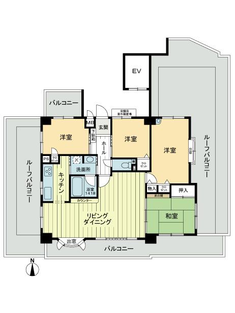 Floor plan. 4LDK, Price 32 million yen, Occupied area 93.88 sq m , Balcony area 20.21 sq m floor plan