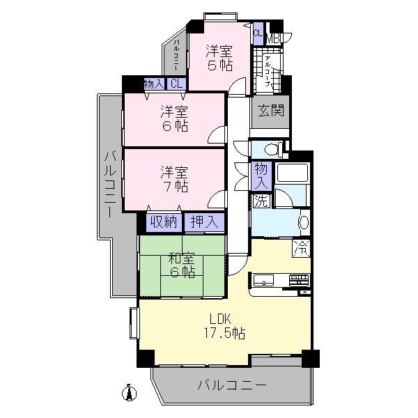 Floor plan. 4LDK, Price 19,800,000 yen, Occupied area 92.58 sq m , Balcony area 19.5 sq m