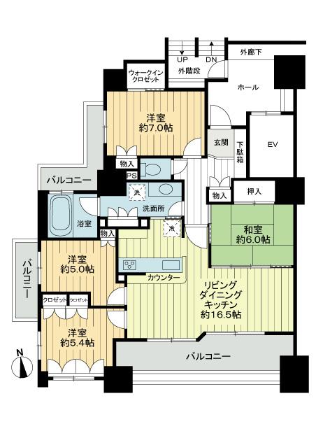 Floor plan. 4LDK, Price 44,900,000 yen, Footprint 94.8 sq m , Balcony area 22.78 sq m floor plan