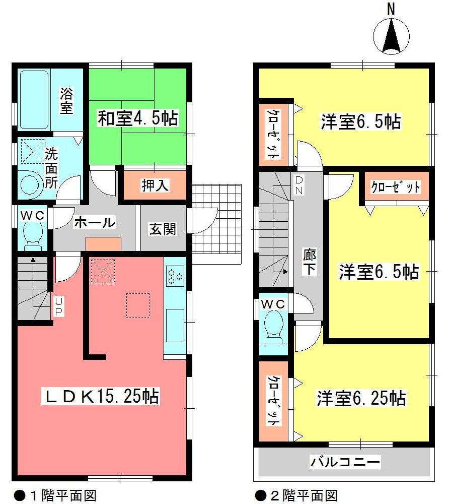 Floor plan. (Building 2), Price 28,900,000 yen, 4LDK, Land area 127.12 sq m , Building area 95.24 sq m