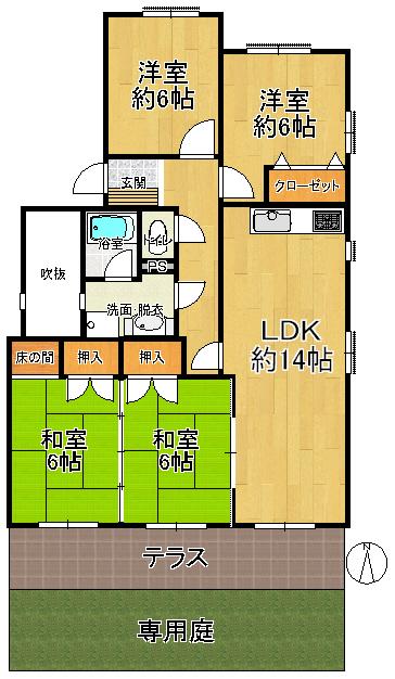 Floor plan. 4LDK, Price 15.8 million yen, Occupied area 84.73 sq m