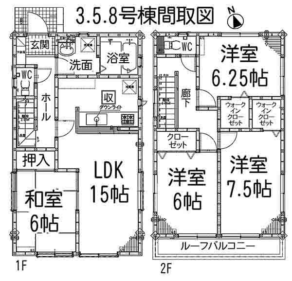 Floor plan. (3 Building), Price 33,900,000 yen, 4LDK, Land area 124 sq m , Building area 99.39 sq m