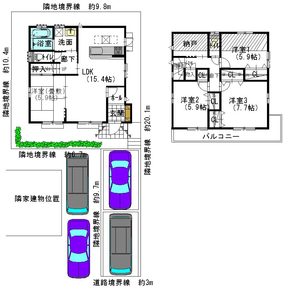 Floor plan. 34,800,000 yen, 4LDK + S (storeroom), Land area 131.41 sq m , Building area 104.23 sq m