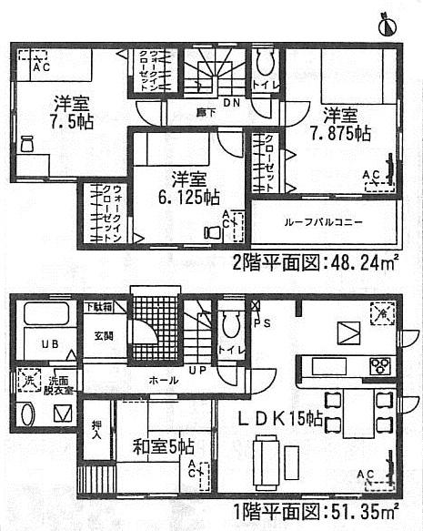 Floor plan. (6 Building), Price 31,900,000 yen, 4LDK, Land area 138.82 sq m , Building area 99.59 sq m