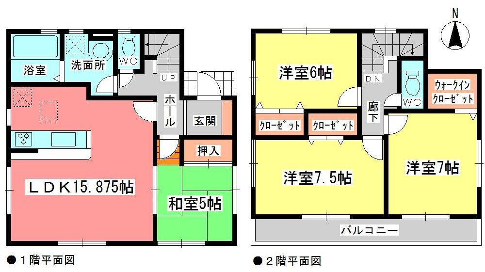Floor plan. (Building 2), Price 37,900,000 yen, 4LDK, Land area 121.22 sq m , Building area 98.97 sq m