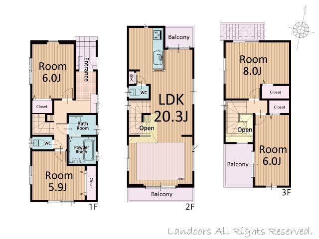 Floor plan. 30,800,000 yen, 4LDK, Land area 80.2 sq m , Building area 107.63 sq m floor plan