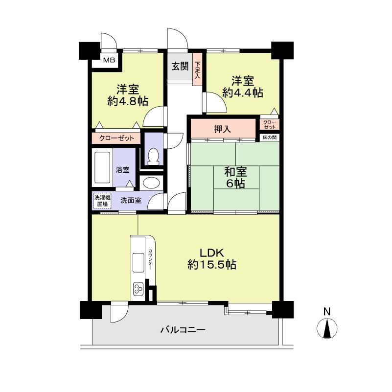 Floor plan. 3LDK, Price 12.2 million yen, Occupied area 70.87 sq m , Balcony area 13.12 sq m