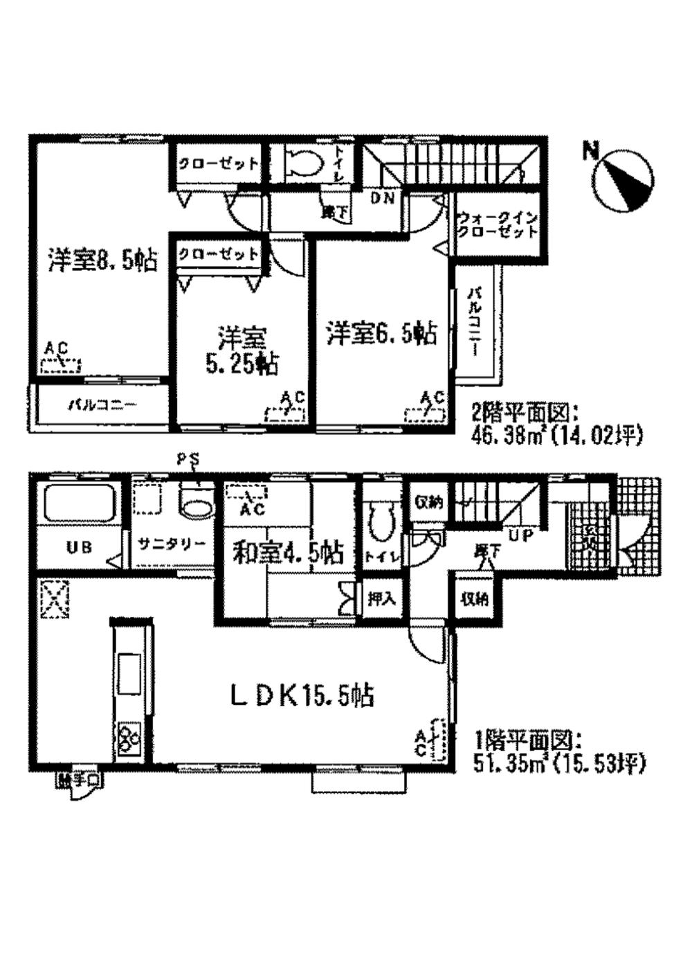 Floor plan. (1 Building), Price 28.8 million yen, 4LDK, Land area 95.01 sq m , Building area 97.73 sq m