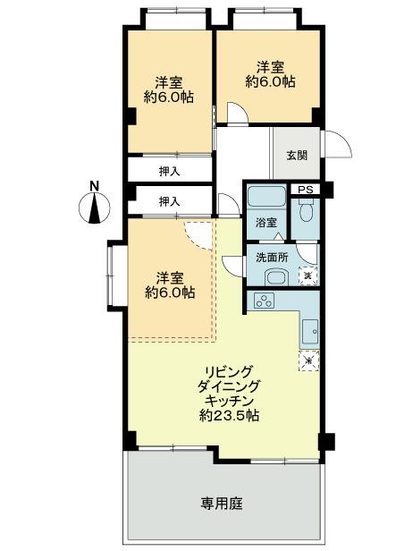 Floor plan. 2LDK, Price 12.8 million yen, Occupied area 77.98 sq m , Balcony area 5.91 sq m floor plan