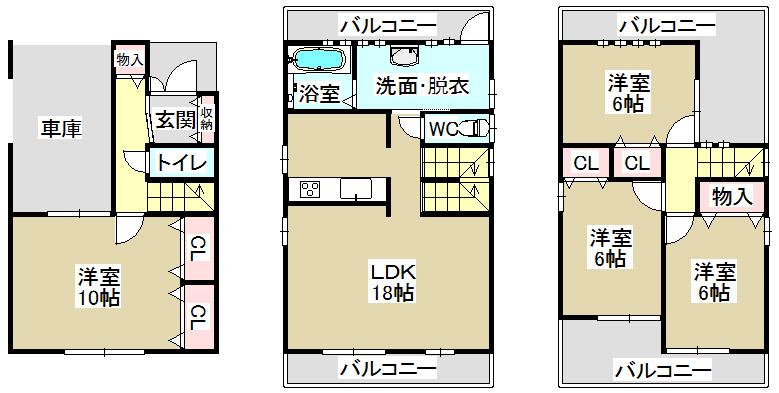Floor plan. 32,800,000 yen, 4LDK, Land area 107.16 sq m , Building area 127.39 sq m