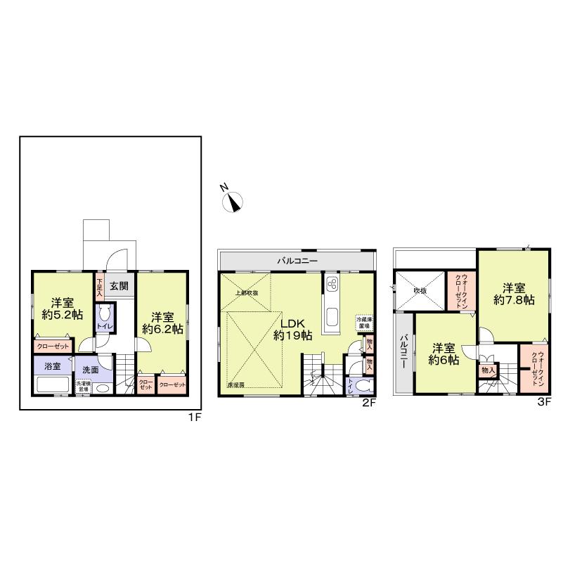 Floor plan. (B section), Price 34,800,000 yen, 4LDK+2S, Land area 95.82 sq m , Building area 107.22 sq m