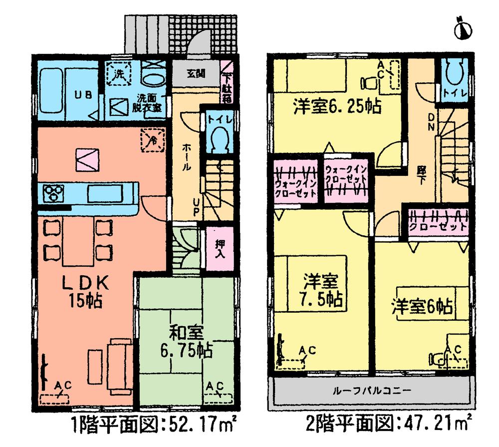 Floor plan. (Building 2), Price 33,900,000 yen, 4LDK, Land area 124.01 sq m , Building area 99.38 sq m