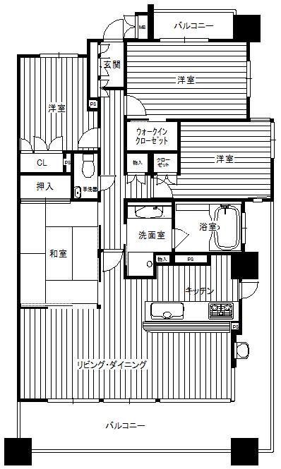 Floor plan. 4LDK, Price 34,500,000 yen, Occupied area 88.72 sq m , Balcony area 29.93 sq m