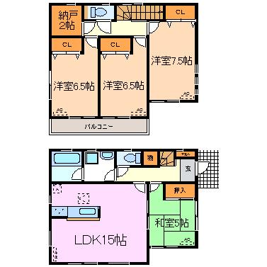 Floor plan. 31,900,000 yen, 4LDK, Land area 104.22 sq m , Building area 96.79 sq m