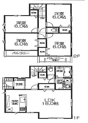 Floor plan. (Building 2), Price 35,500,000 yen, 4LDK, Land area 130.22 sq m , Building area 101.02 sq m