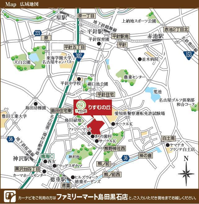 Local guide map. If the car navigation system available, please enter "FamilyMart Shimada black stones store".