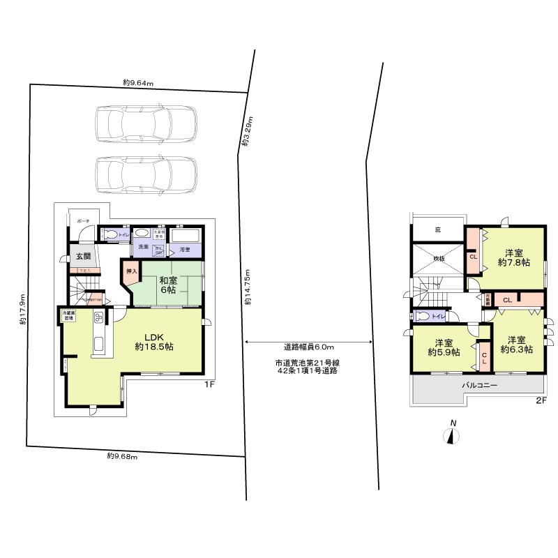 Floor plan. 38,300,000 yen, 4LDK, Land area 169.09 sq m , Building area 105.52 sq m