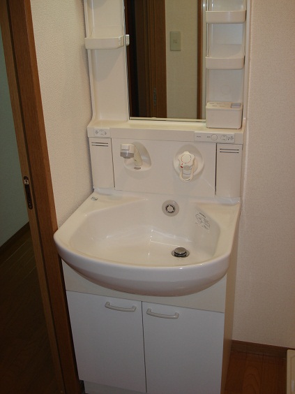 Washroom. Basin is a vanity with shower.