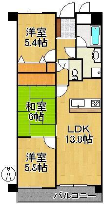 Floor plan. 3LDK, Price 15.8 million yen, Occupied area 70.51 sq m , Balcony area 8.97 sq m