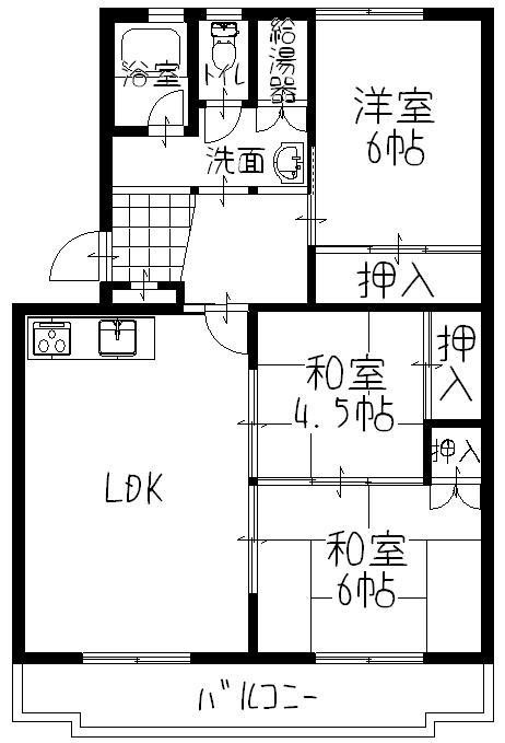 Floor plan. 3LDK, Price 4.5 million yen, Occupied area 62.77 sq m , Balcony area 6.4 sq m