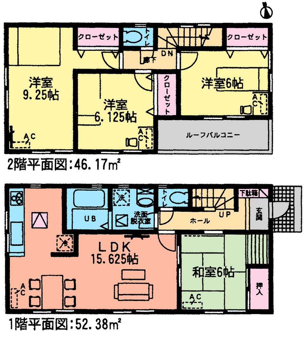Floor plan. (Building 2), Price 31,900,000 yen, 4LDK, Land area 118.58 sq m , Building area 98.55 sq m