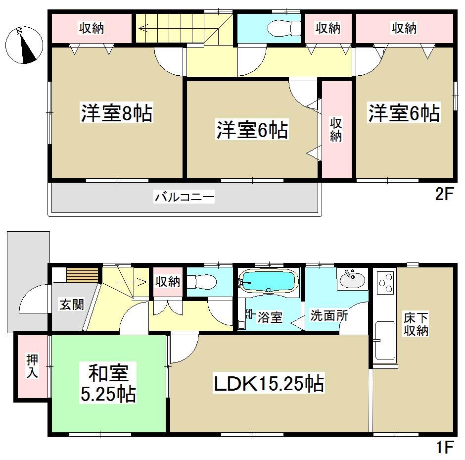 Floor plan. (1 Building), Price 31,900,000 yen, 4LDK, Land area 130.21 sq m , Building area 101.02 sq m