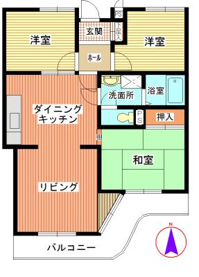 Floor plan. 3LDK, Price 6.8 million yen, Occupied area 67.58 sq m