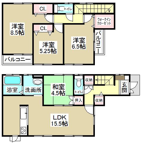 Floor plan. (1 Building), Price 28.8 million yen, 4LDK, Land area 95.01 sq m , Building area 97.73 sq m