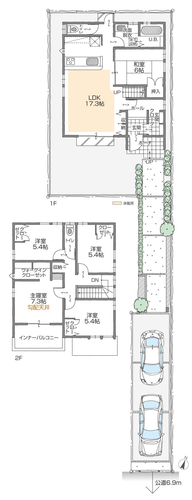 Floor plan. (D Building), Price 29,800,000 yen, 5LDK+2S, Land area 176.65 sq m , Building area 115.95 sq m