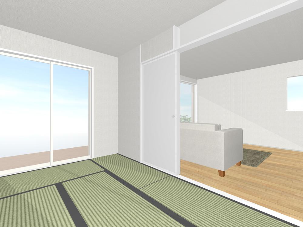 Rendering (introspection). Japanese-style room adjacent to the B building Japanese-style room image Living, Of course, as the drawing room, You can also receive your integrally with you and LDK. .
