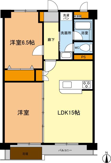 Floor plan. 2LDK, Price 7.9 million yen, Occupied area 58.56 sq m