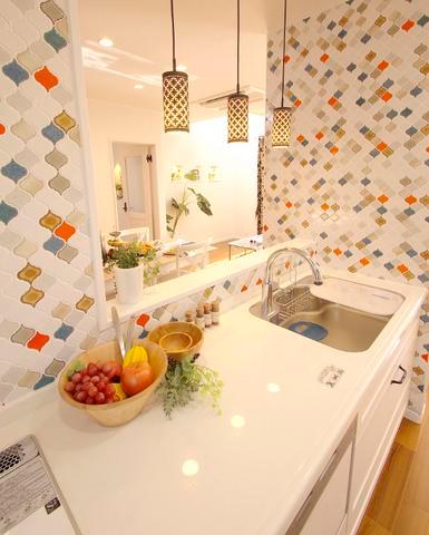 Kitchen. Cute kitchen tiled.
