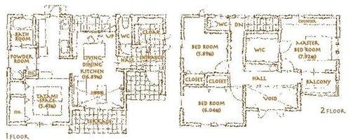 Floor plan. 29.5 million yen, 4LDK, Land area 164.94 sq m ese-style rooms in the building area 110.25 sq m LDK next door was decorated with cork tile, Shoes cloak of ventilation can be door, Back door in the kitchen next to, 2F are two main bedroom and Western with a walk-in, Yes basin Etc