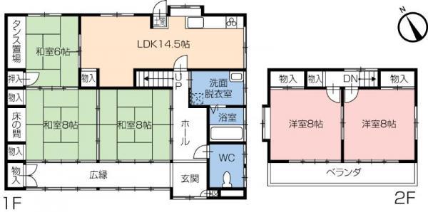 Floor plan. 26,980,000 yen, 5LDK, Land area 287.6 sq m , Building area 128.31 sq m