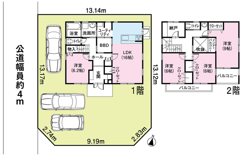 Floor plan. 22.5 million yen, 4LDK + S (storeroom), Land area 191.43 sq m , Building area 119.24 sq m
