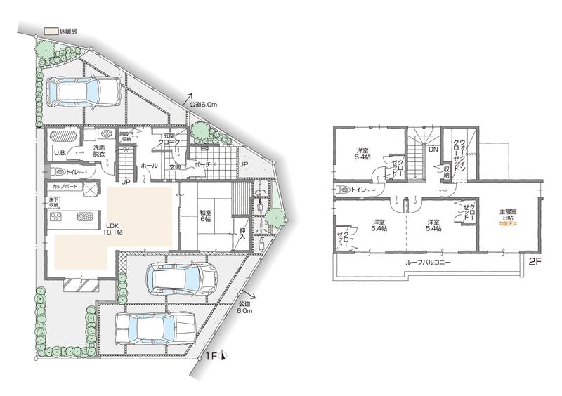 Floor plan. (D Building), Price 35,800,000 yen, 5LDK+2S, Land area 155.71 sq m , Building area 120.91 sq m