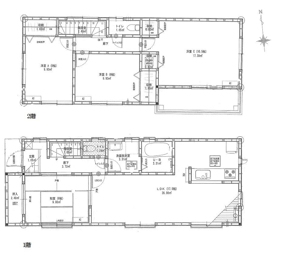 Floor plan. (4 Building), Price 28.8 million yen, 4LDK, Land area 164.2 sq m , Building area 105.99 sq m