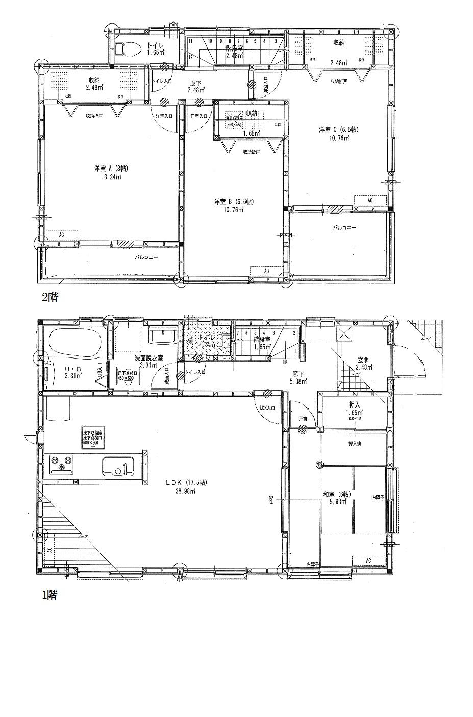 Floor plan. (1 Building), Price 21,800,000 yen, 4LDK, Land area 136.58 sq m , Building area 106 sq m