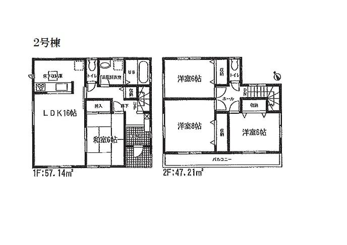 Floor plan. (Building 2), Price 25,800,000 yen, 4LDK, Land area 154.25 sq m , Building area 104.35 sq m