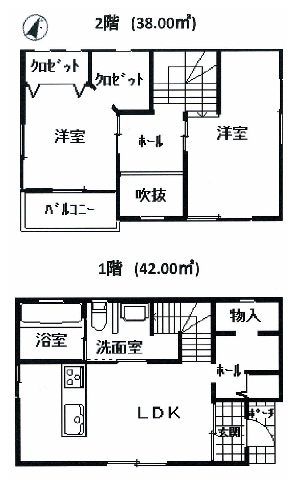 Floor plan. 19,800,000 yen, 2LDK, Land area 160.41 sq m , Building area 80 sq m